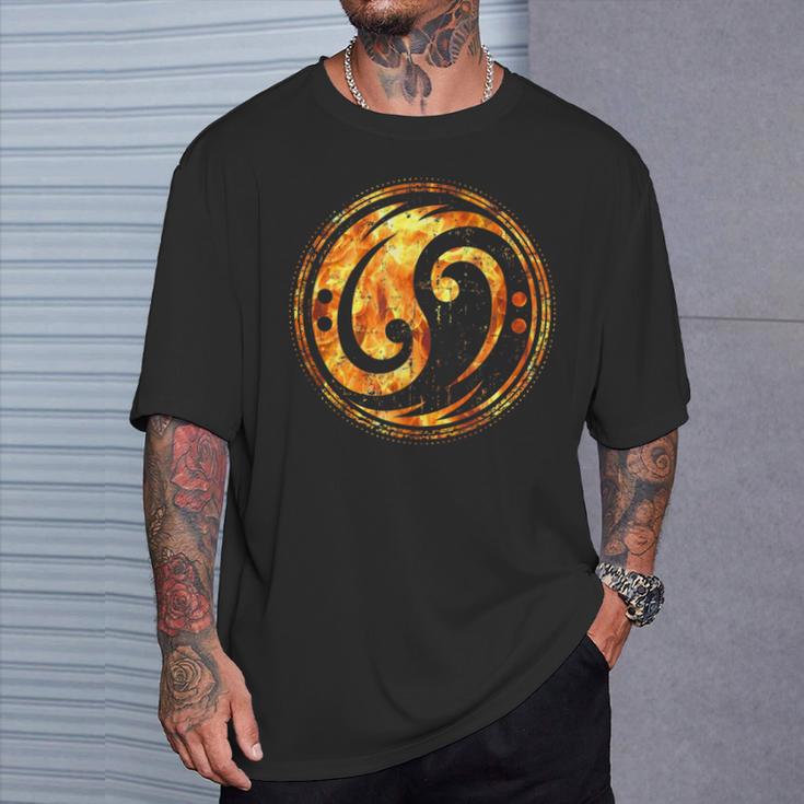 ベーシスト＆ベーシストのためのベースギタークレフ陰陽炎 Tシャツ 彼への贈り物