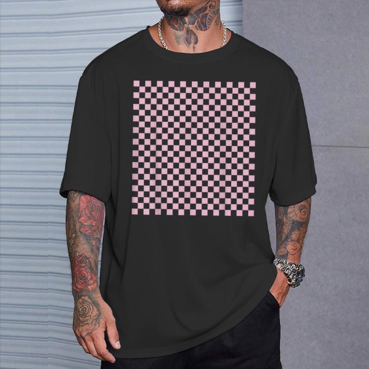 ペールピンク、市松模様、市松 Tシャツ 彼への贈り物