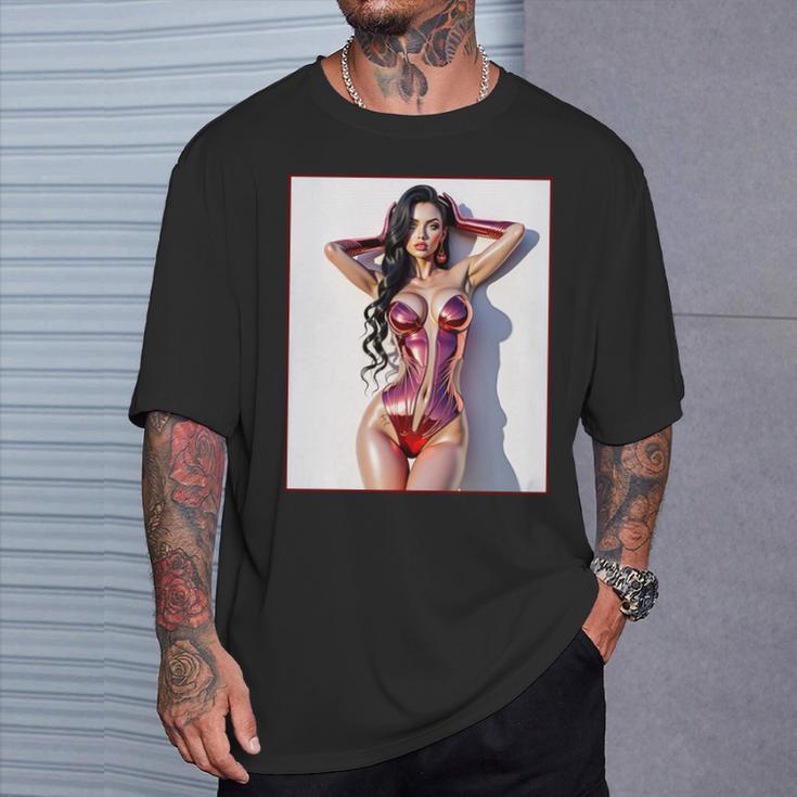 ホットガールオンtシャツ 男性用 セクシー巨乳sfピンナップガール 長袖tシャツ Tシャツ 彼への贈り物