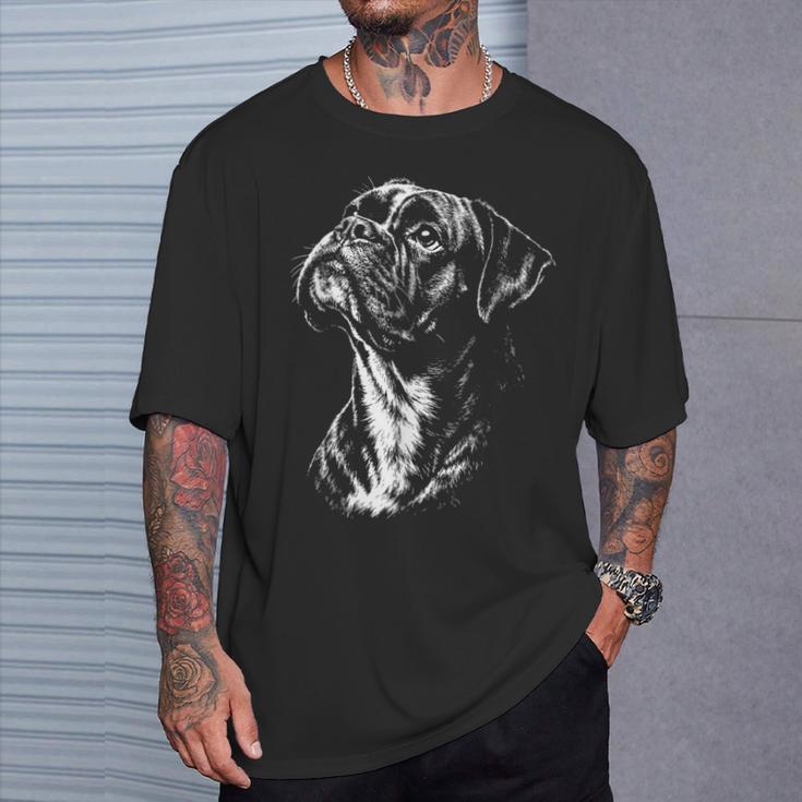 ボクサー 犬 ポートレート 白黒 Tシャツ 彼への贈り物