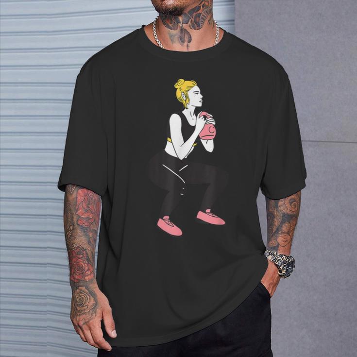 ボディービルダー 脚の日 女の子 ケトルベル フィットネス ボディービル Tシャツ 彼への贈り物