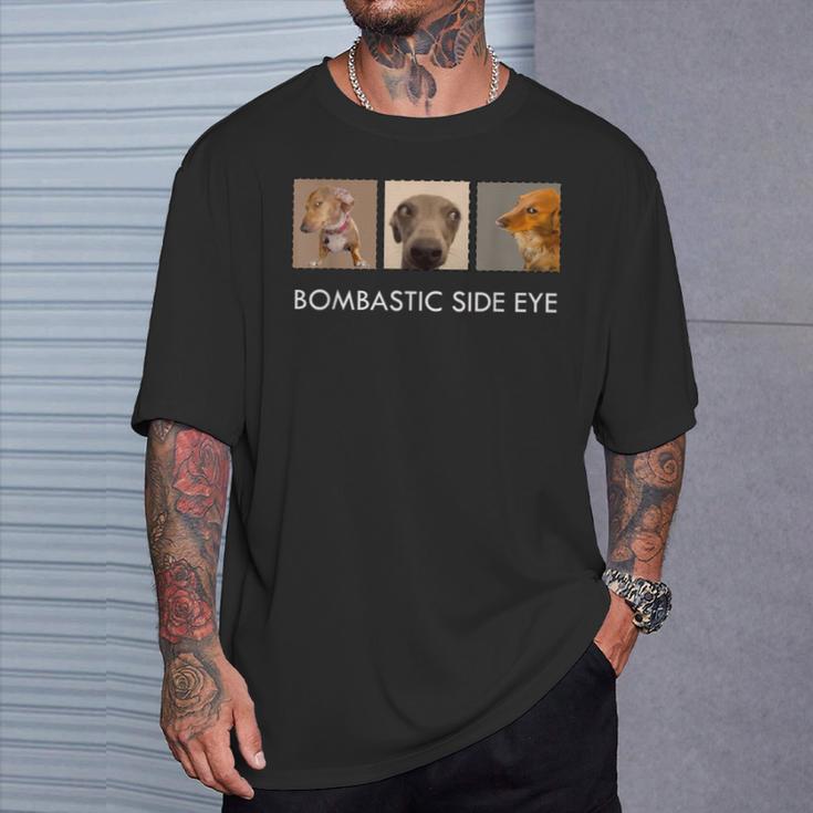 ボンバスティック・サイド・アイ・クリミナル・オフェンシブ・サイド・アイ・ドッグ・ミーム Tシャツ 彼への贈り物