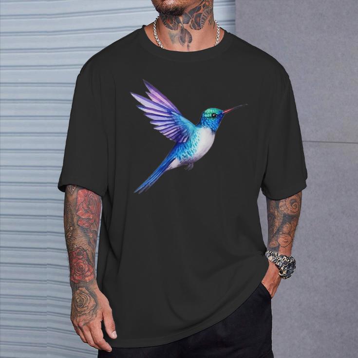 ポケットにハチドリ 水彩ハチドリのデザイン。 Tシャツ 彼への贈り物
