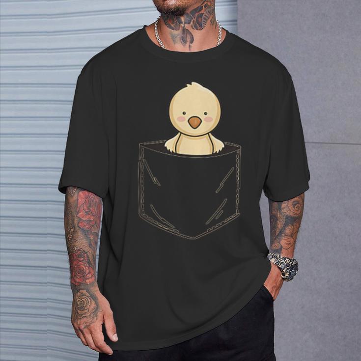 ポケットアニマルかわいいひよこチキンのポケット Tシャツ 彼への贈り物