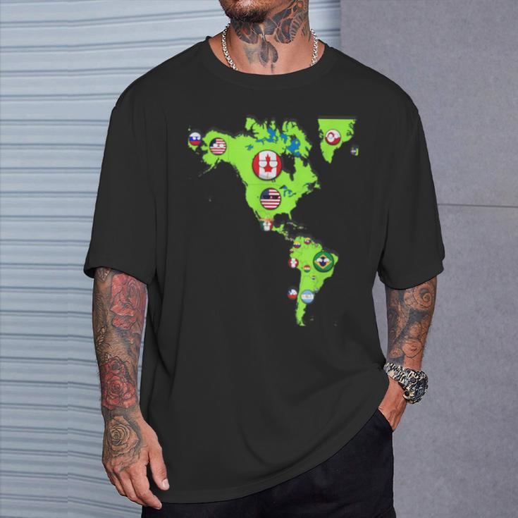 ポーランドボール北米と南米大陸 Tシャツ 彼への贈り物