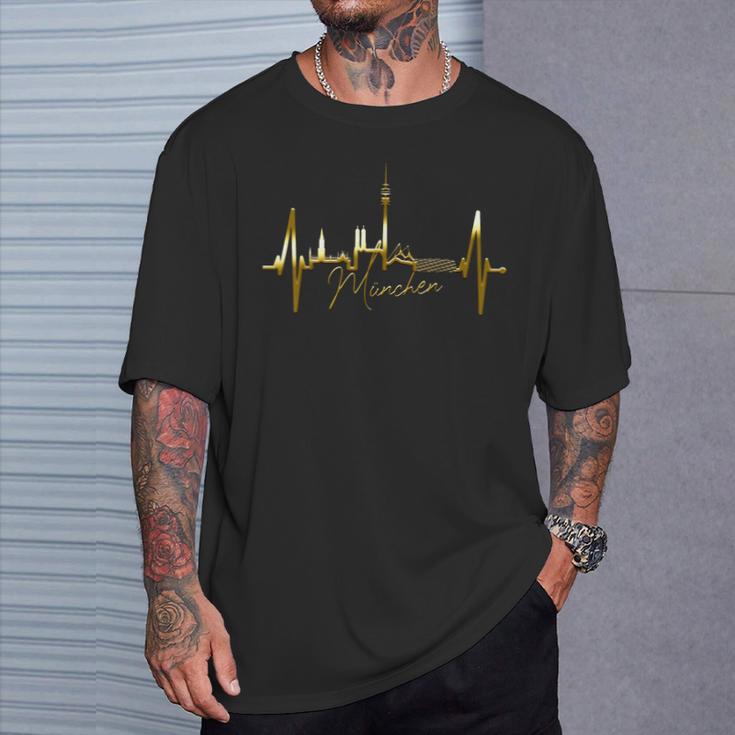 ミュンヘン・スカイライン ハートビート I Love Munich München Tシャツ 彼への贈り物