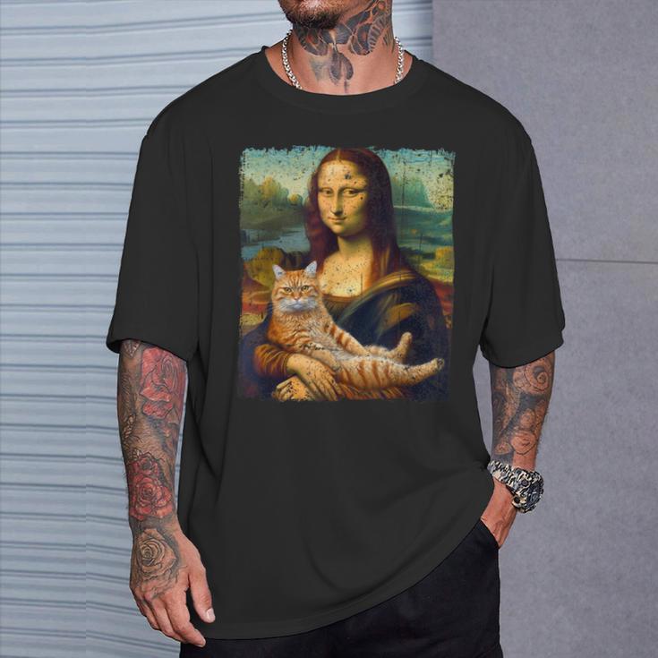 モナリザ 猫とパロディー おもしろアート 絵画 ミーム Tシャツ 彼への贈り物
