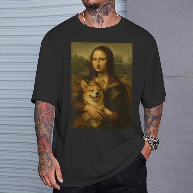 モナ・リサ・コーギー ロイヤル ペット ポートレート 傑作 Tシャツ 彼への贈り物