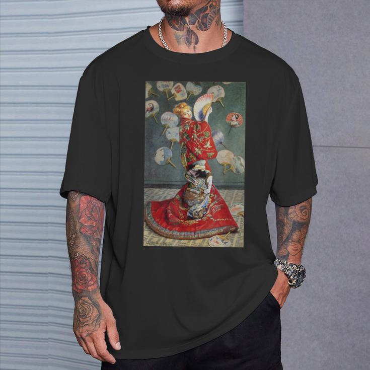 モネのマダム-着物を着たモネ Tシャツ 彼への贈り物