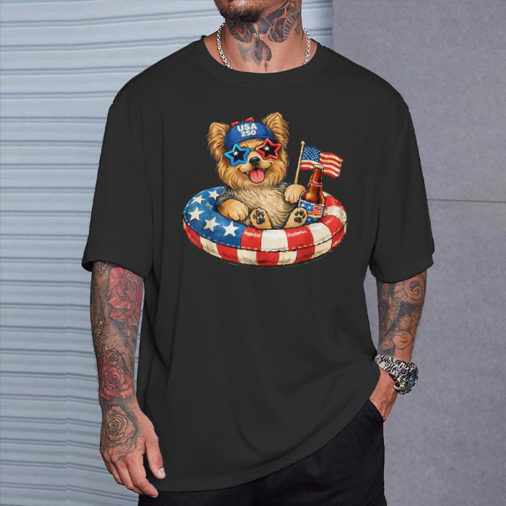 ヨークシャーテリア犬 2026年7月4日 愛国的なアメリカ国旗 Tシャツ 彼への贈り物