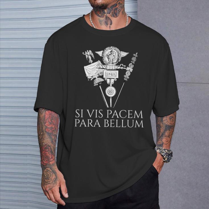 ラテン語の引用句 -Iis Pacem Para Bellum 古代ローマpqr 長袖tシャツ Tシャツ 彼への贈り物