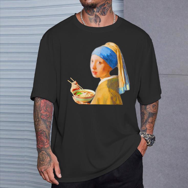 ラーメン 面白いtシャツ おもしろ ネタ フェルメール メンズ 面白い 服 おもしろグッズ グルメ 食べ物 Tシャツ 彼への贈り物