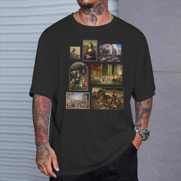 ルーヴル美術館の有名な絵画 パリ フランス Tシャツ 彼への贈り物
