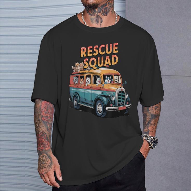 レスキュースクワッド ビンテージ犬カートゥーンユーモア Tシャツ 彼への贈り物