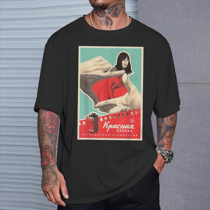 レッドカメラフィルムポスター 本物のソビエトアート Tシャツ 彼への贈り物