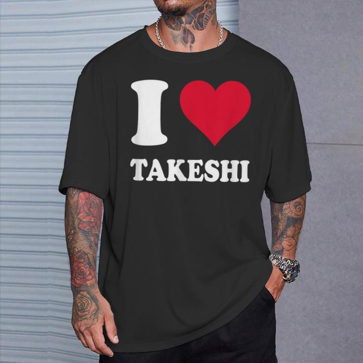 レッドハート I Love Takeshi Tシャツ 彼への贈り物