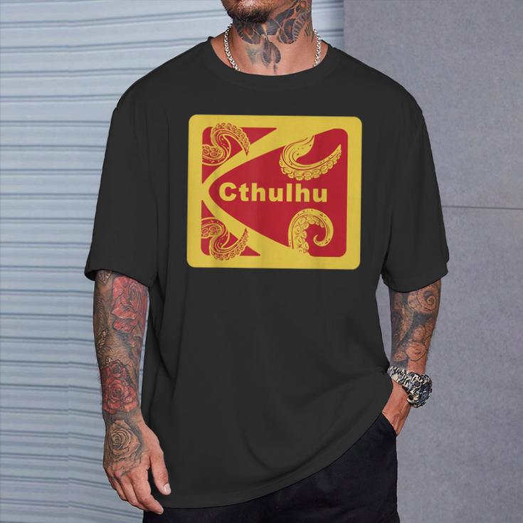 レトロ 1980年代のデザインスタイル クトゥルフと触手グラフィック Tシャツ 彼への贈り物