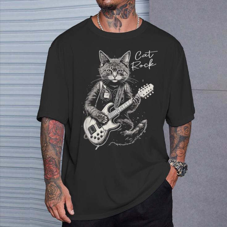 ロック・キャット I ギターを弾く猫 Tシャツ 彼への贈り物