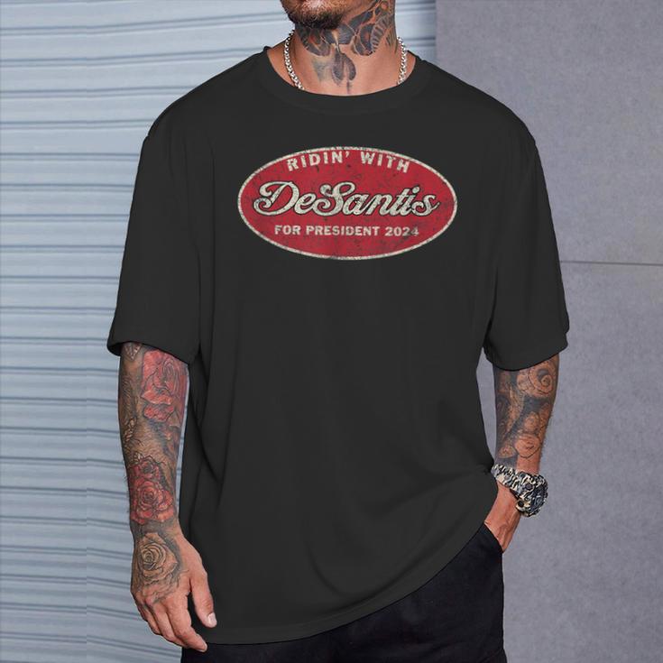 ロン・デサンティスと一緒に乗るバイカーズ 2024年プレジデント Tシャツ 彼への贈り物
