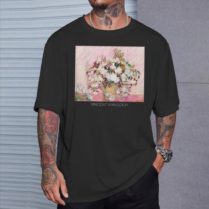 ヴィンセント・ファン・ゴッホ作 パステルヴィンテージローズ 美しい絵画 Tシャツ 彼への贈り物