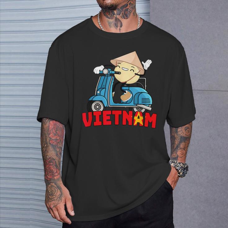 ヴィンテージ かわいい ベトナム バン バオ スクーター バイク 面白い食べ物 Tシャツ 彼への贈り物