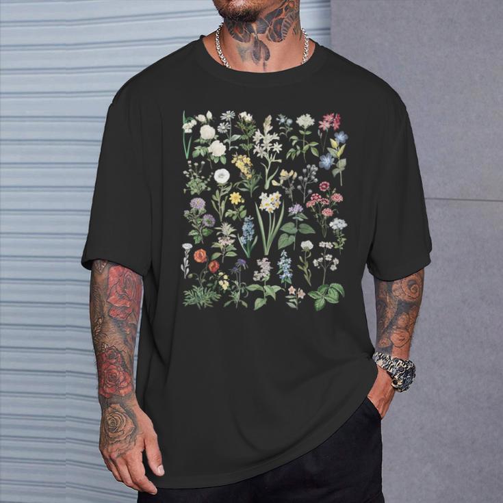 ヴィンテージ 花 ボタニカル イラスト チャート 植物 Tシャツ 彼への贈り物