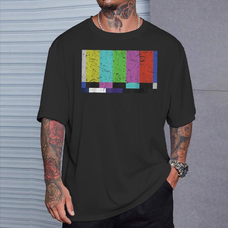 ヴィンテージテレビテストパターンカラーバー グラフィックデザインプレゼント Tシャツ 彼への贈り物