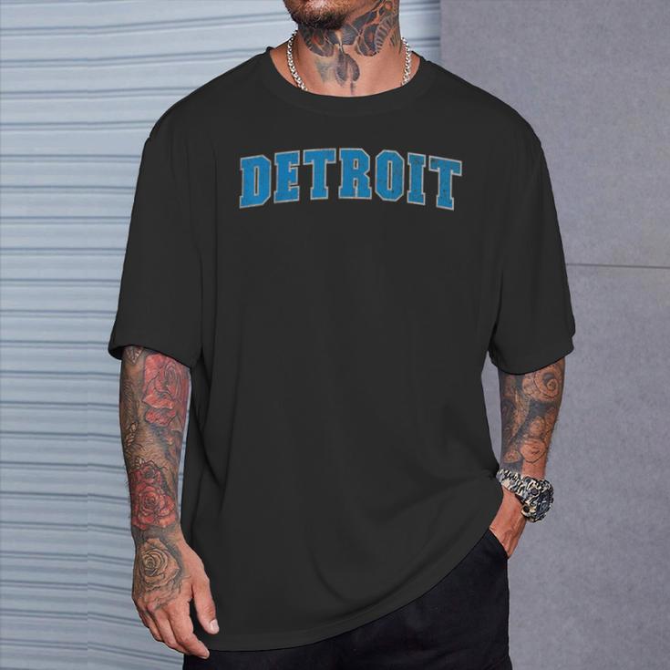 ヴィンテージデトロイトメンズデトロイトレディースレトロブルーtシャツ デトロイト Tシャツ 彼への贈り物