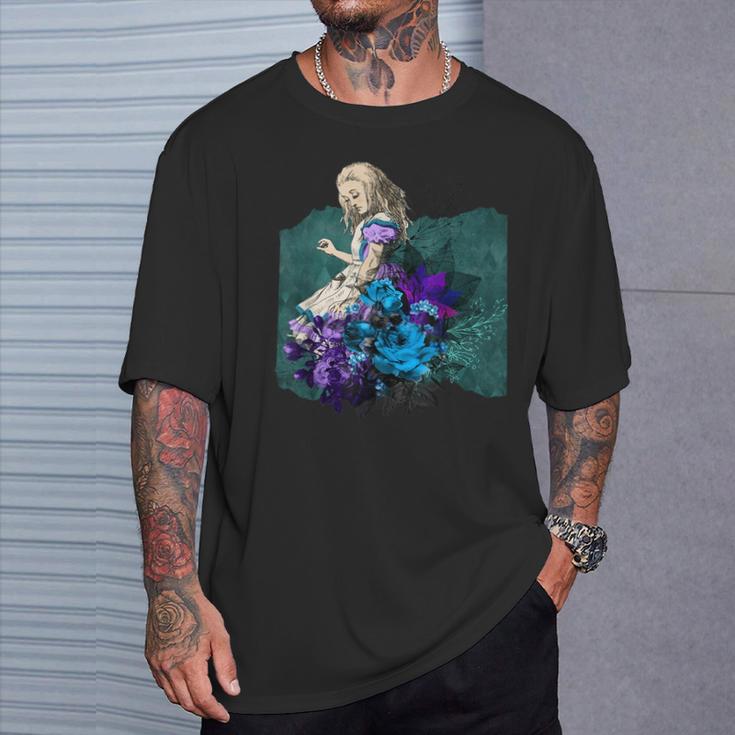 不思議の国のアリス グランジ パープルティール スチームパンク Tシャツ 彼への贈り物