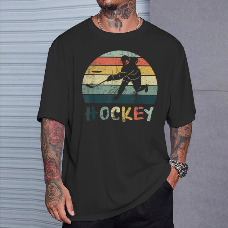 古典的なレトロなヴィンテージスタイルのアイスホッケーのtシャツストリートホッケー Tシャツ 彼への贈り物