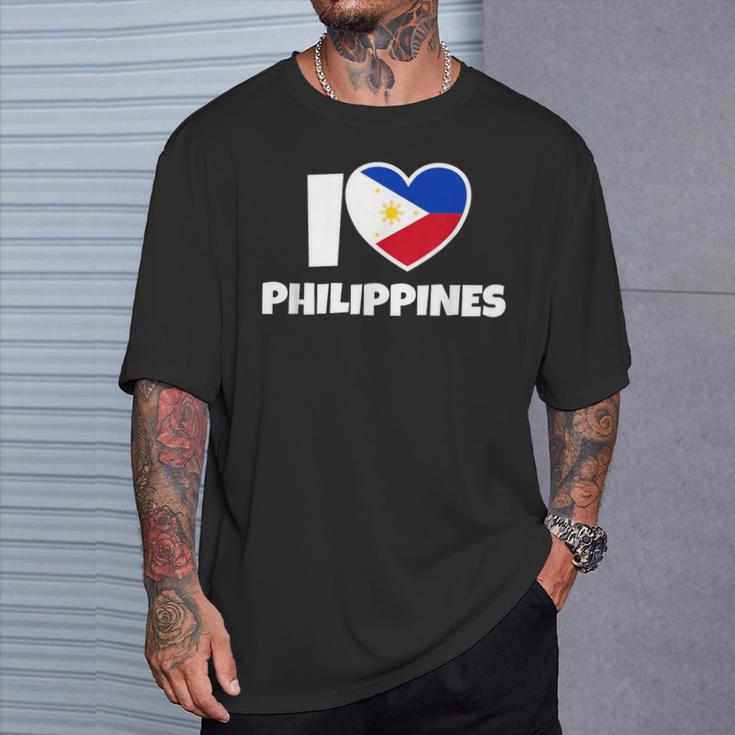 国旗とハートのアイ・ラブ・フィリピン Tシャツ 彼への贈り物