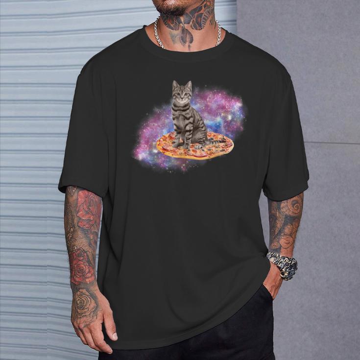 宇宙の猫とピザ Tシャツ 彼への贈り物