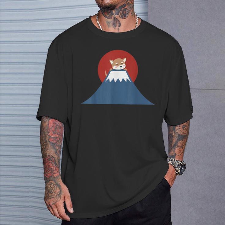富士山柴犬tシャツ 日本犬ジャパンtシャツ カワイイ Tシャツ 彼への贈り物