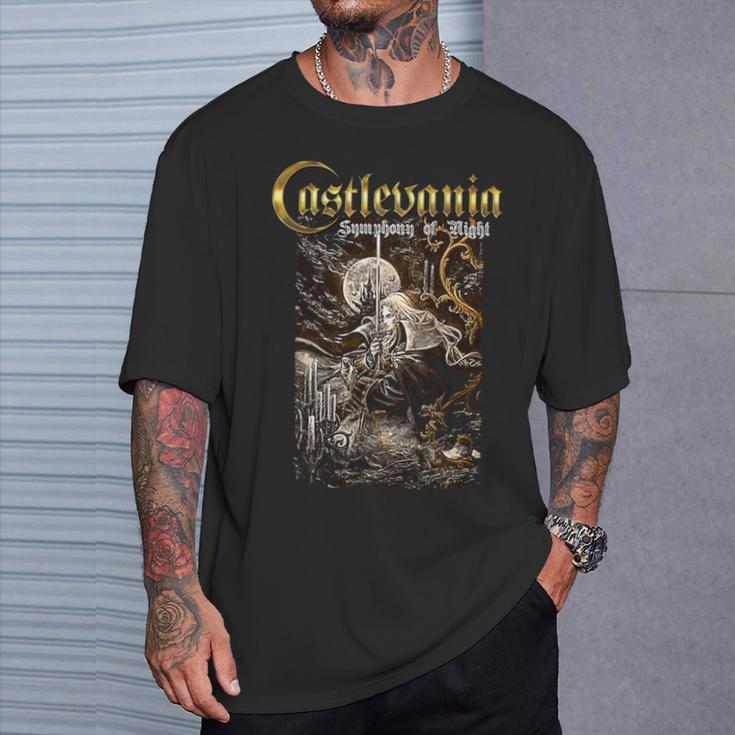 悪魔城ドラキュラ シンフォニーボックス アート ゴシック 月 夜 レトロ ゲーマー 長袖tシャツ Tシャツ 彼への贈り物