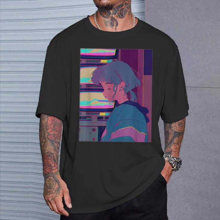 悲しい泣き少女 ヴィンテージアニメイラスト 80年代90年代美的 Tシャツ 彼への贈り物