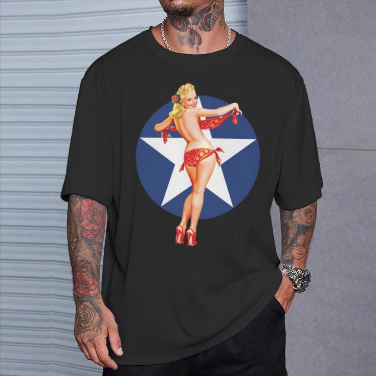 愛国心 ヴィンテージ セクシー ピンナップ 女の子 長袖tシャツ Tシャツ 彼への贈り物
