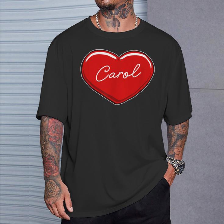 手描きのハートキャロル ファーストネーム ハート I Love Carol Tシャツ 彼への贈り物