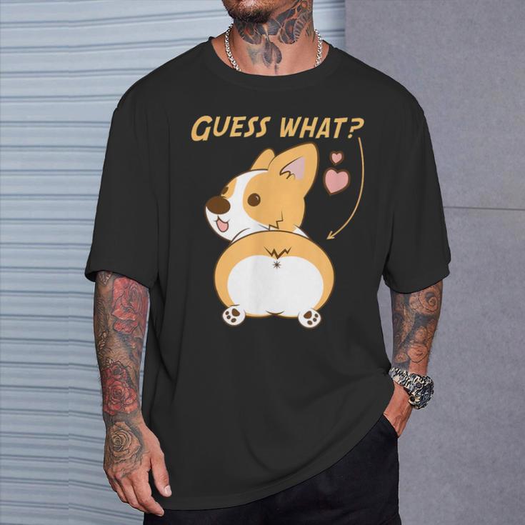 推測？コーギーお尻面白いウェールズコーギー Tシャツ 彼への贈り物