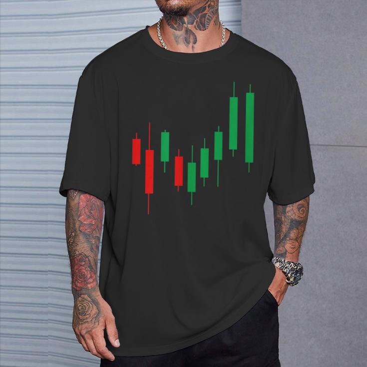 株式トレーダーローソク足ハートビートデーブローカーライフアパレル Tシャツ 彼への贈り物