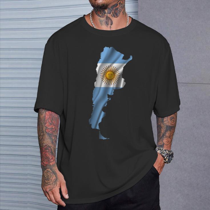 波状 アルゼンチン国旗 アルゼンチン地図 Tシャツ 彼への贈り物