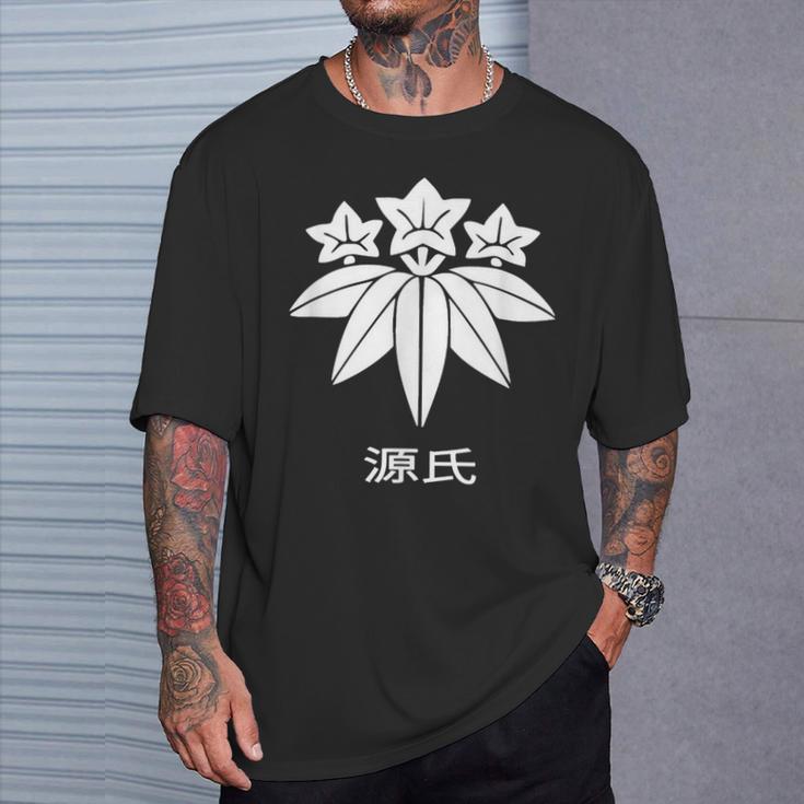 源氏 かもんと漢字 日本武士一族 Tシャツ 彼への贈り物