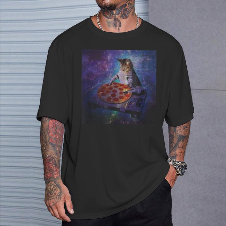 猫 ピザ スクラッチミュージック ダンス クラブ パーティー レコード レーザーシャツ Tシャツ 彼への贈り物