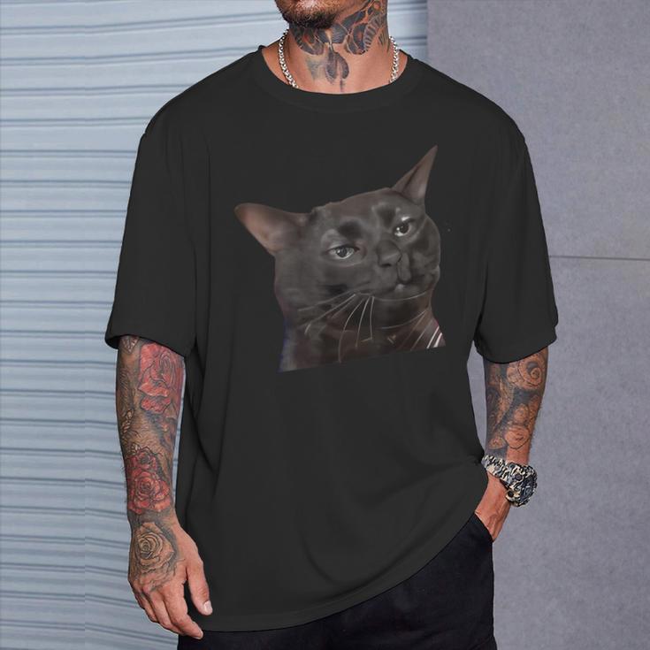 猫 黒 ミーム 解離 面白い インターネット ギフト Tシャツ 彼への贈り物