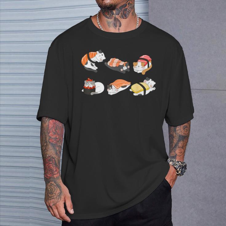 猫好き 寿司好き おもしろい 和食 猫寿司 Tシャツ 彼への贈り物