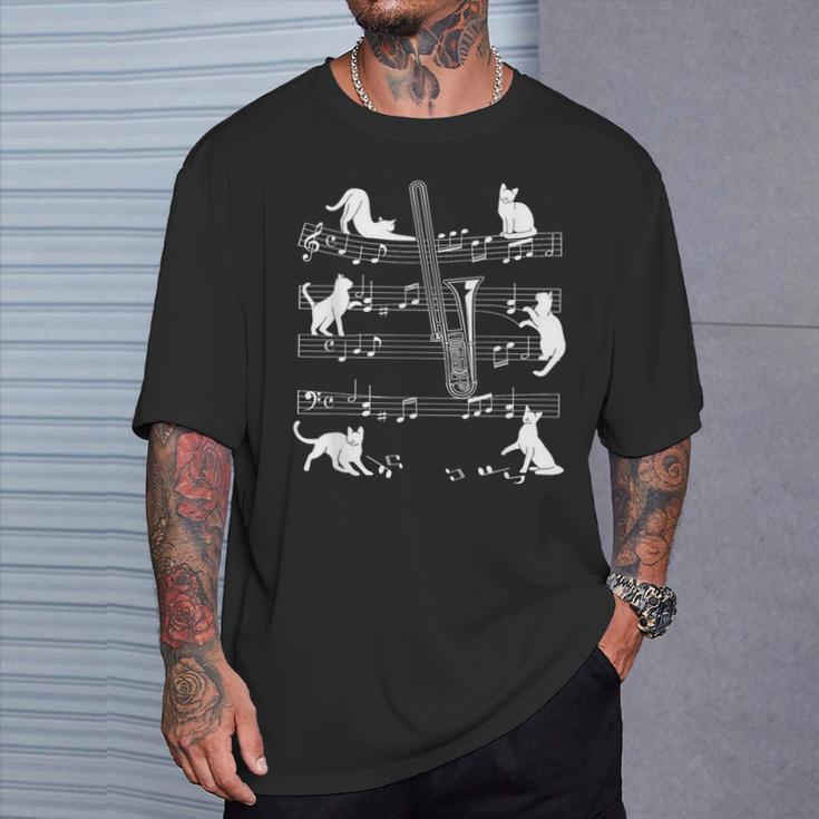 猫好きのトロンボーン奏者のためのトロンボーン猫。 Tシャツ 彼への贈り物