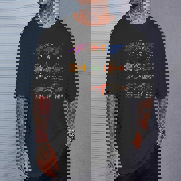 異なるタイプのロブスター種チャート海洋生物学 Tシャツ 彼への贈り物