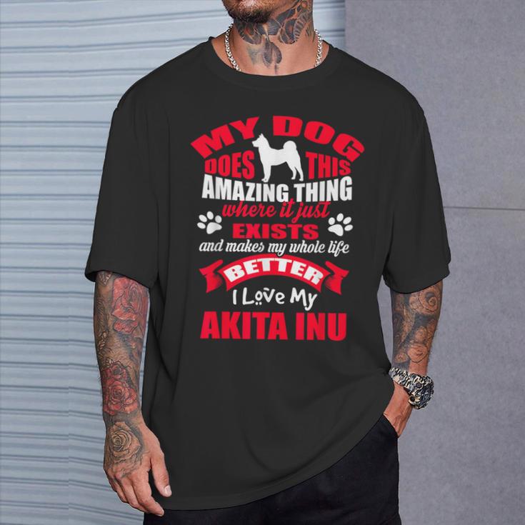 私は私の秋田犬が大好きです 犬の面白い子犬の恋人 Tシャツ 彼への贈り物