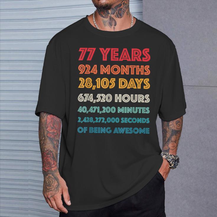 素晴らしい77歳の誕生日ギフト 面白いレトロ 77歳の誕生日 Tシャツ 彼への贈り物