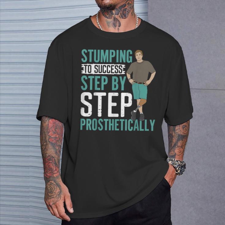 義足義肢切断者 切り株 成功へ 義肢 Tシャツ 彼への贈り物