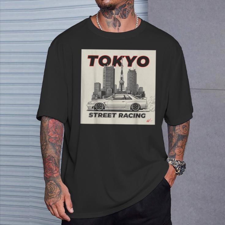 自動車愛好家のための東京ストリートレーシングカーデザイン Tシャツ 彼への贈り物